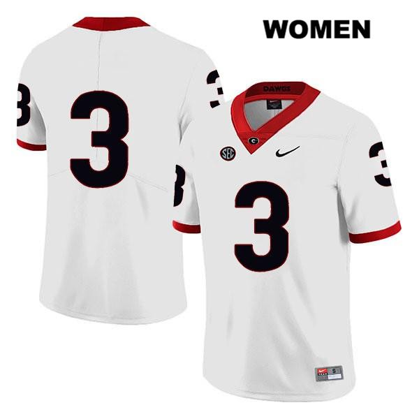 Georgia Bulldogs Women's Tyson Campbell #3 NCAA No Name Legend Authentic White Nike Stitched College Football Jersey TFA4356BU